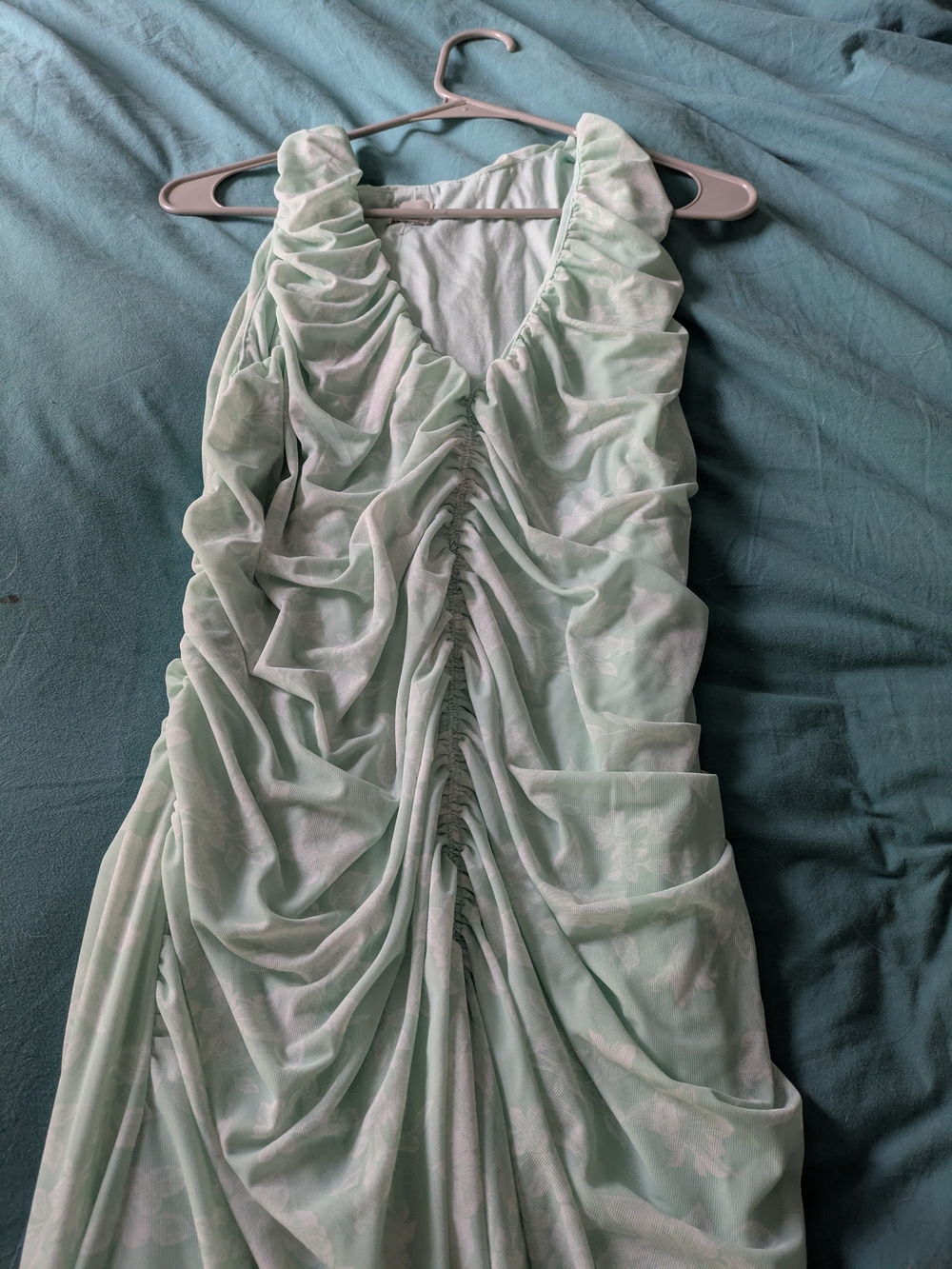 a new day Mint Green One-Shoulder Ruched Dress